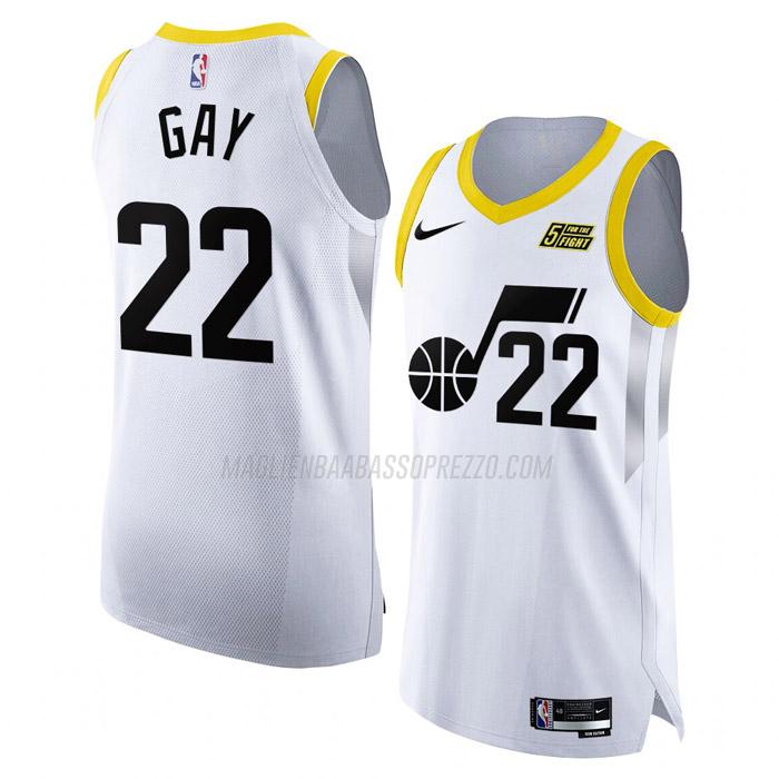 maglia rudy gay utah jazz di 22 uomo association edition 2023 bianco