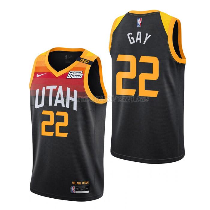 maglia rudy gay utah jazz di 22 uomo city edition 2022 nero