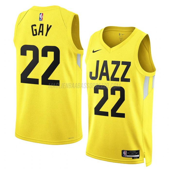 maglia rudy gay utah jazz di 22 uomo icon edition 2023 giallo