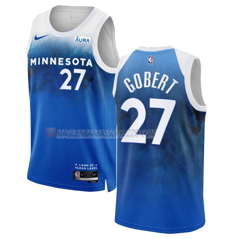 maglia rudy gobert minnesota timberwolves di 27 uomo city edition 2023-24 blu