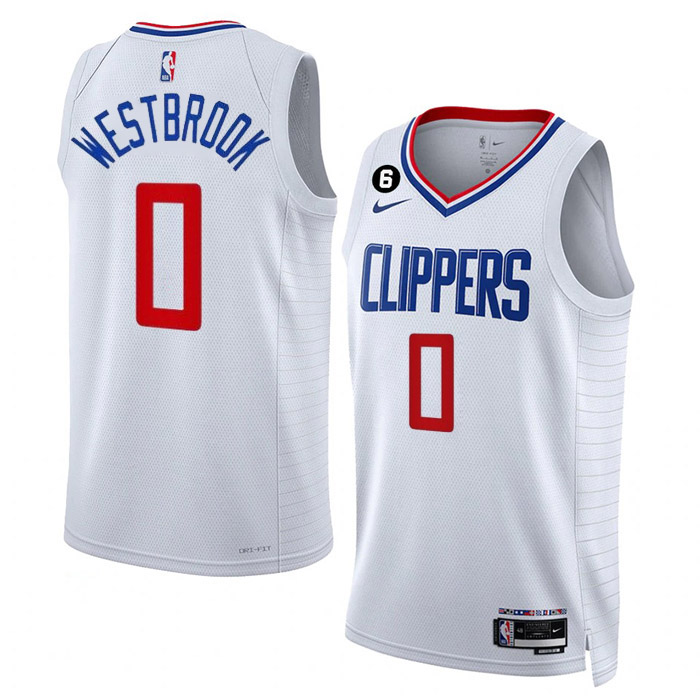 maglia russell westbrook los angeles clippers di 0 uomo association edition 2023 bianco