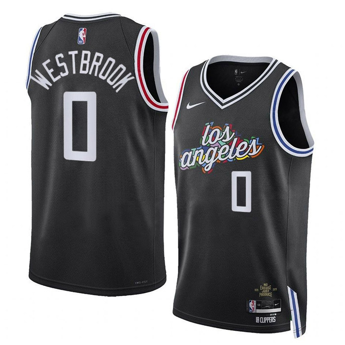 maglia russell westbrook los angeles clippers di 0 uomo city edition 2023 nero