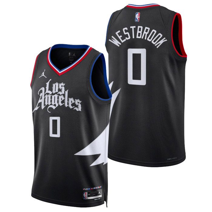 maglia russell westbrook los angeles clippers di 0 uomo statement edition 2023 nero