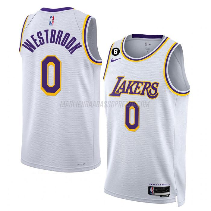 maglia russell westbrook los angeles lakers di 0 uomo association edition 2023 bianco