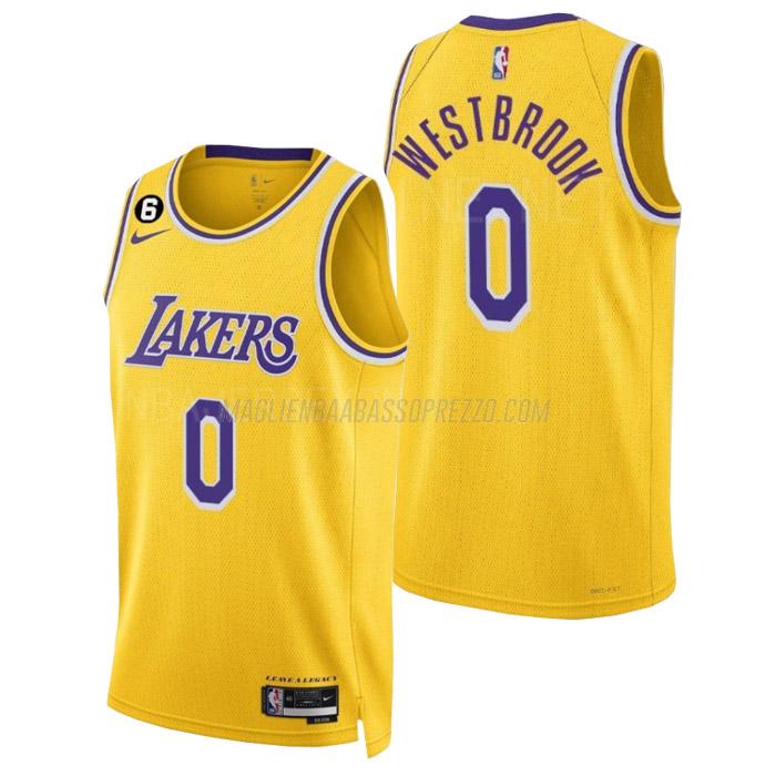 maglia russell westbrook los angeles lakers di 0 uomo icon edition 2023 giallo