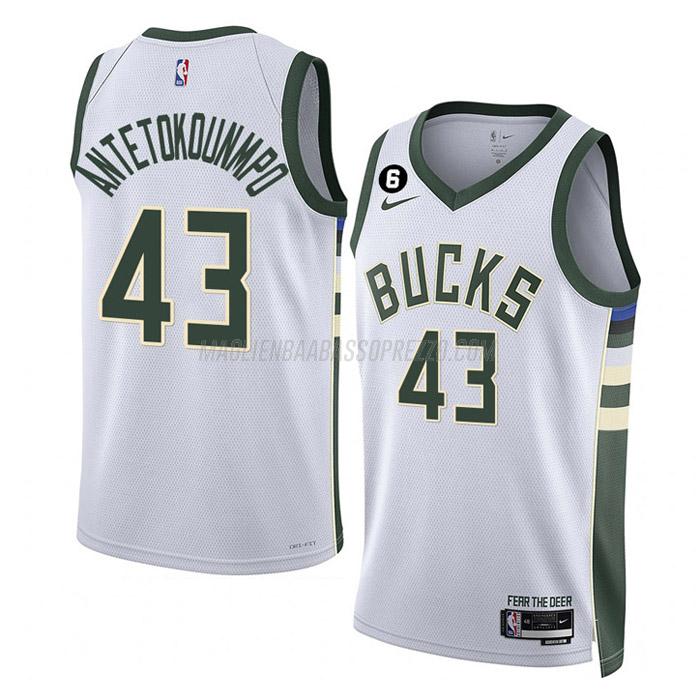 maglia sandro mamukelashvili milwaukee bucks di 43 uomo association edition 2023 bianco