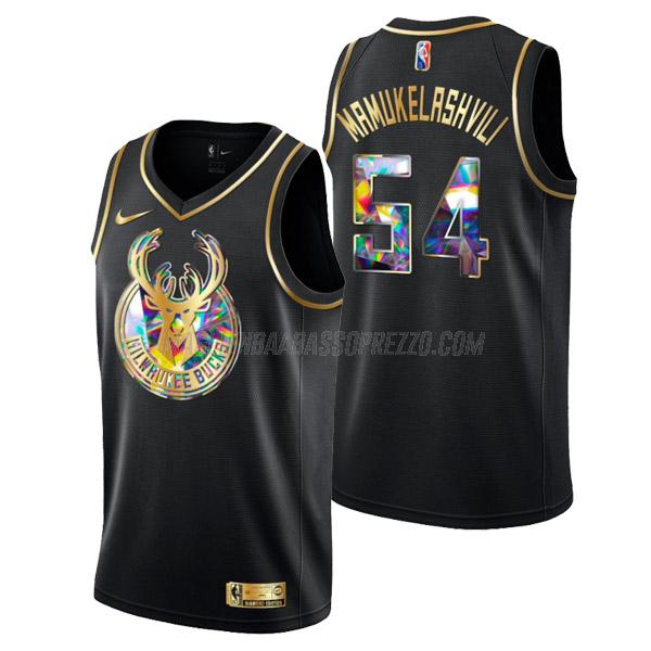 maglia sandro mamukelashvili milwaukee bucks di 54 uomo golden diamond edition 2022 nero