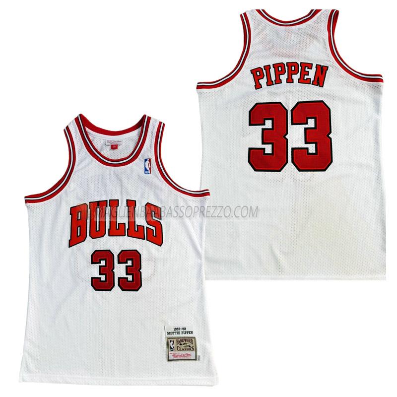 maglia scottie pippen chicago bulls di 33 uomo retro bianco