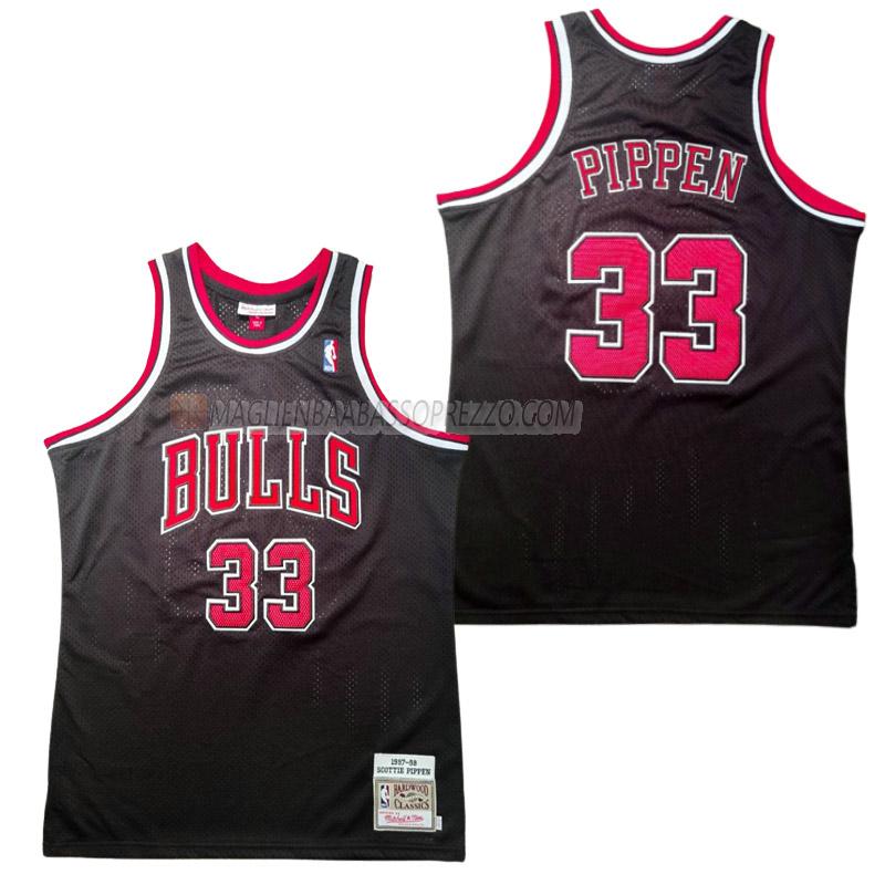 maglia scottie pippen chicago bulls di 33 uomo retro nero