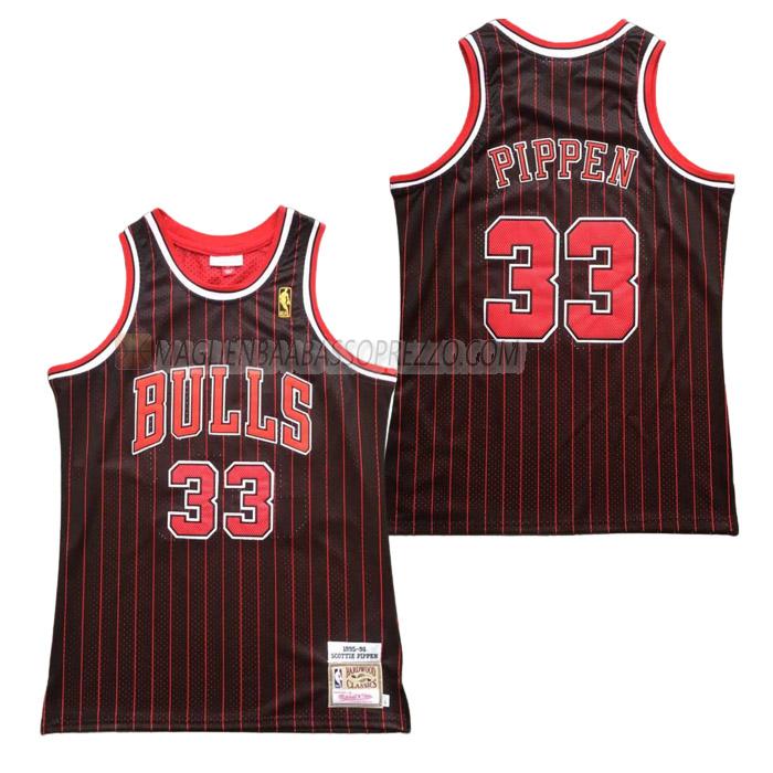 maglia scottie pippen chicago bulls di 33 uomo strisce verticali nero