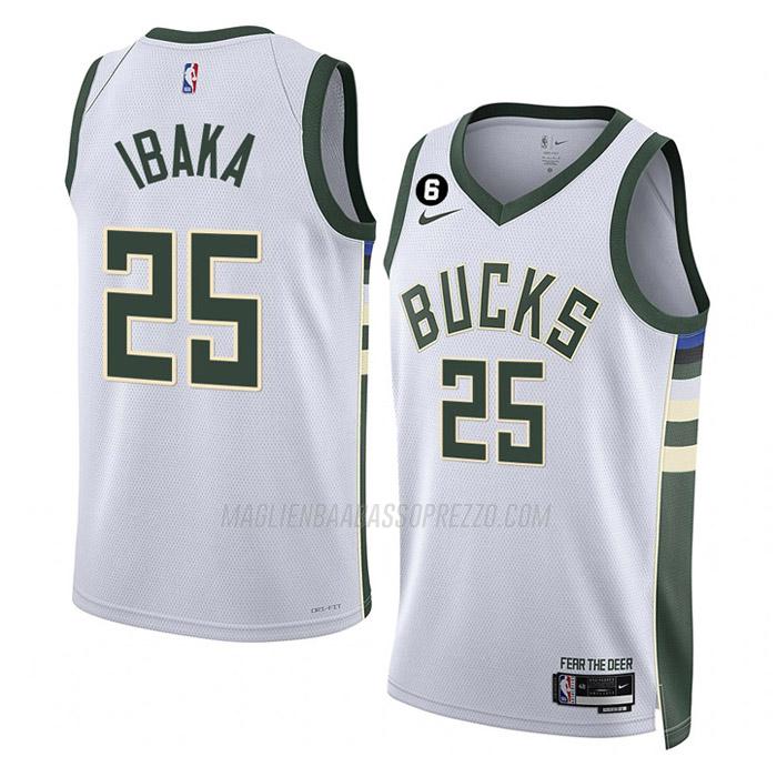 maglia serge ibaka milwaukee bucks di 25 uomo association edition 2023 bianco