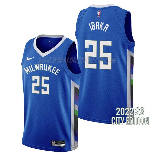 maglia serge ibaka milwaukee bucks di 25 uomo city edition 2023 blu