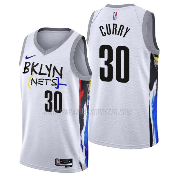 maglia seth curry brooklyn nets di 30 uomo city edition 2023 bianco