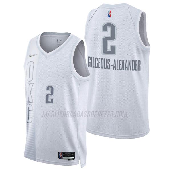 maglia shai gilgeous-alexander oklahoma city thunder di 2 uomo city edition 2022 bianco