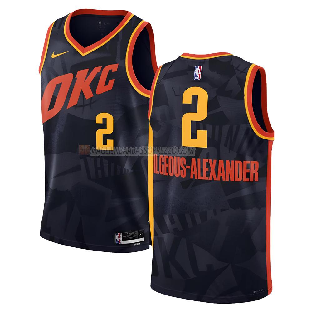 maglia shai gilgeous-alexander oklahoma city thunder di 2 uomo city edition 2023-24 nero