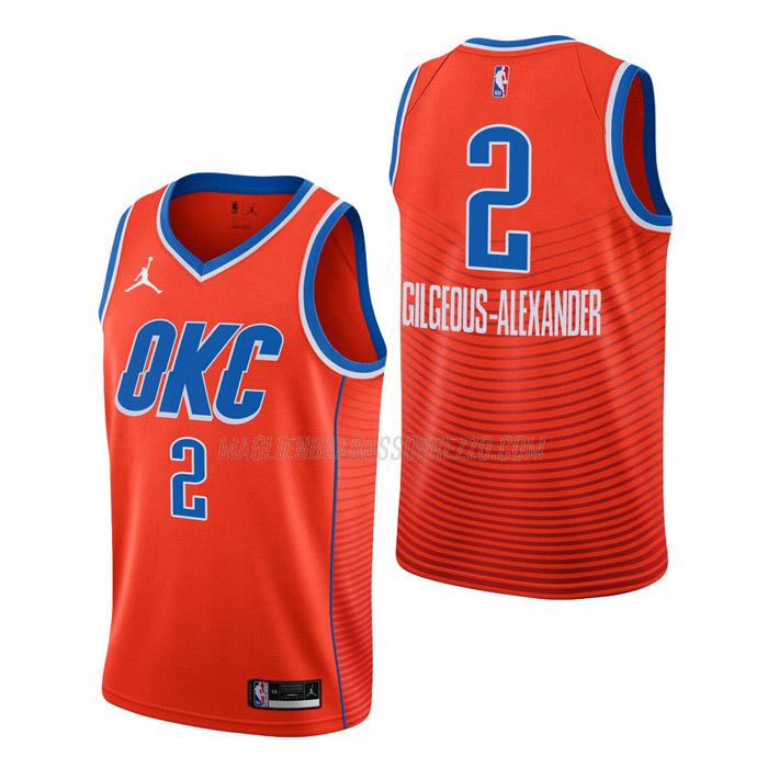 maglia shai gilgeous-alexander oklahoma city thunder di 2 uomo statement edition 2023 arancia