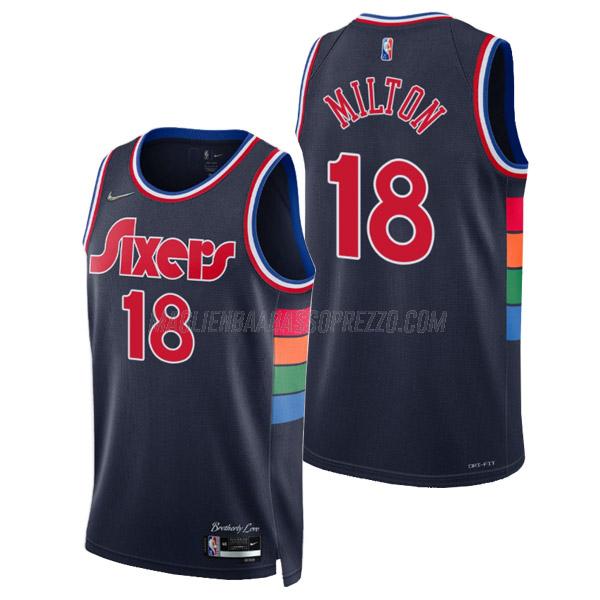 maglia shake milton philadelphia 76ers di 18 uomo city edition 2022 blu navy