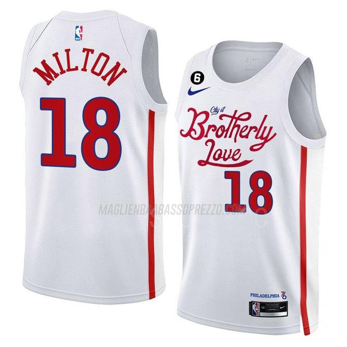 maglia shake milton philadelphia 76ers di 18 uomo city edition 2023 bianco