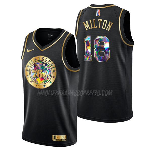 maglia shake milton philadelphia 76ers di 18 uomo golden diamond edition 2022 nero