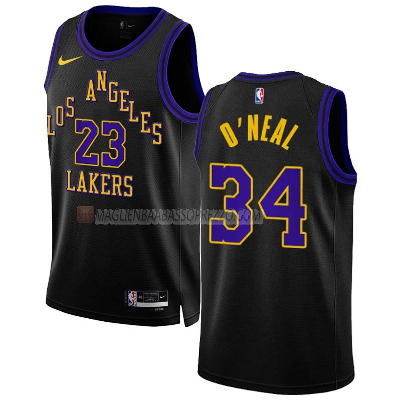 maglia shaquille o'neal los angeles lakers di 34 uomo city edition 2023-24 nero