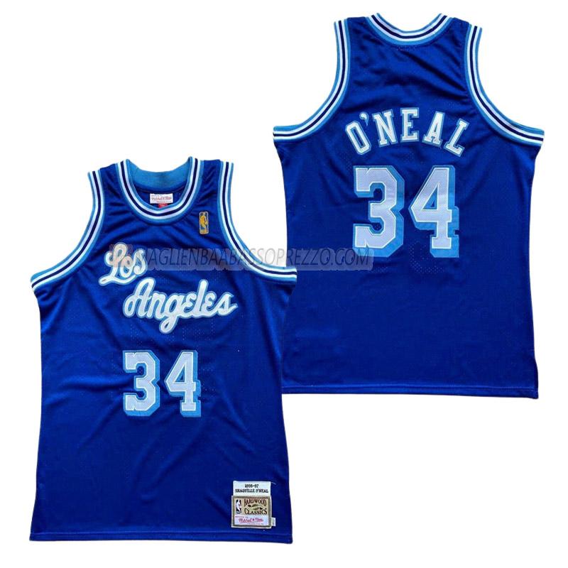 maglia shaquille o'neal los angeles lakers di 34 uomo retro blu