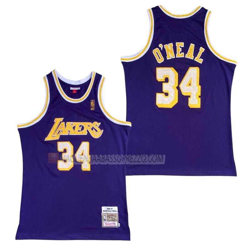 maglia shaquille o'neal los angeles lakers di 34 uomo retro viola