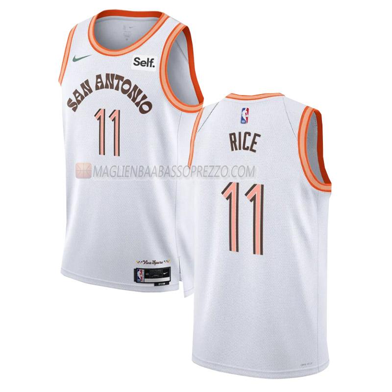 maglia sir'jabari rice san antonio spurs di 11 uomo city edition 2023-24 bianco