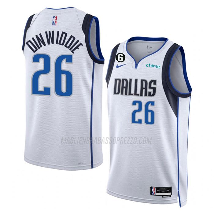 maglia spencer dinwiddie dallas mavericks di 26 uomo association edition 2023 bianco