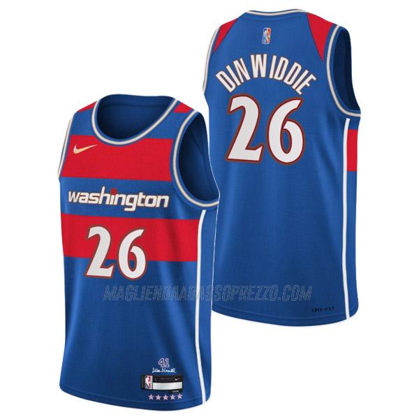 maglia spencer dinwiddie washington wizards di 26 uomo city edition 2022 blu