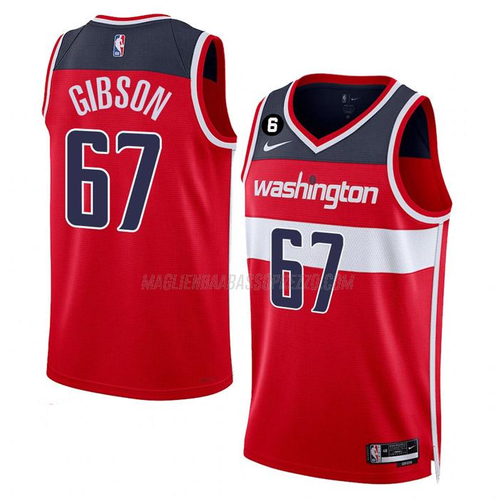 maglia taj gibson washington wizards di 67 uomo icon edition 2023 rosso