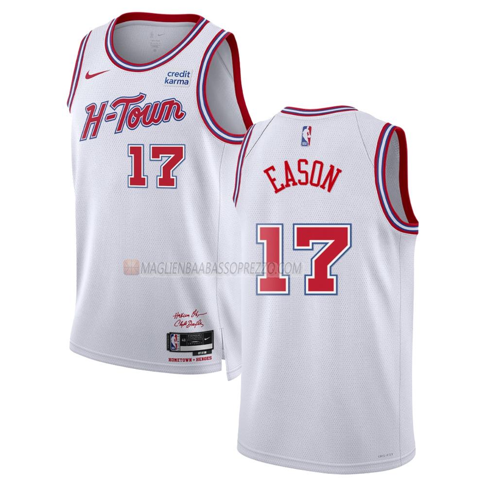 maglia tari eason houston rockets di 17 uomo city edition 2023-24 bianco