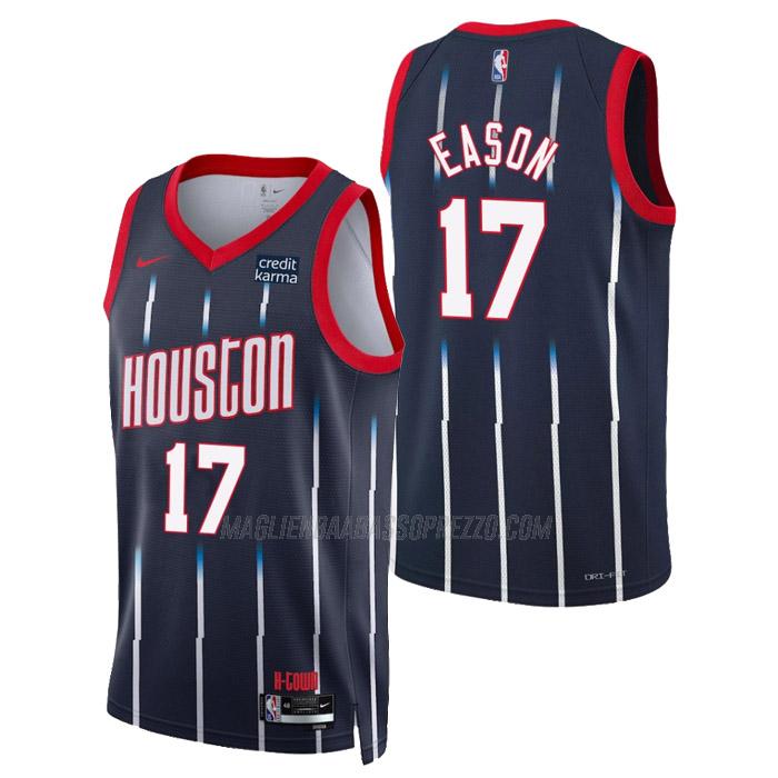 maglia tari eason houston rockets di 17 uomo city edition 2023 blu