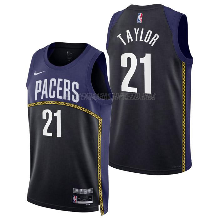 maglia terry taylor indiana pacers di 21 uomo city edition 2023 nero