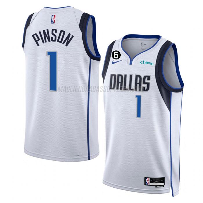 maglia theo pinson dallas mavericks di 1 uomo association edition 2023 bianco