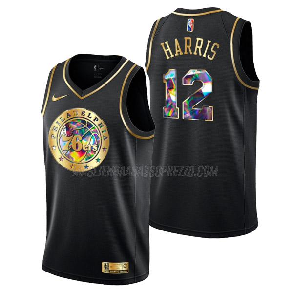 maglia tobias harris philadelphia 76ers di 12 uomo golden diamond edition 2022 nero