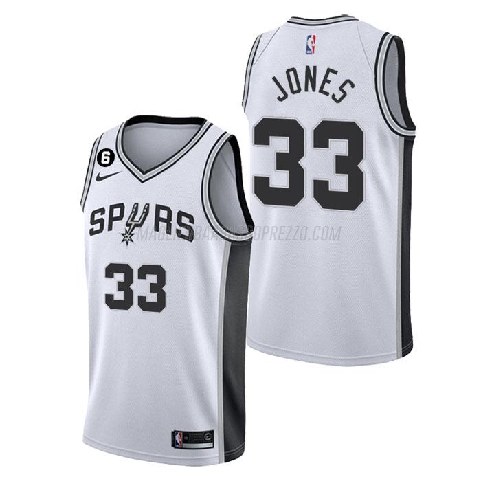 maglia tre jones san antonio spurs di 33 uomo association edition 2023 bianco