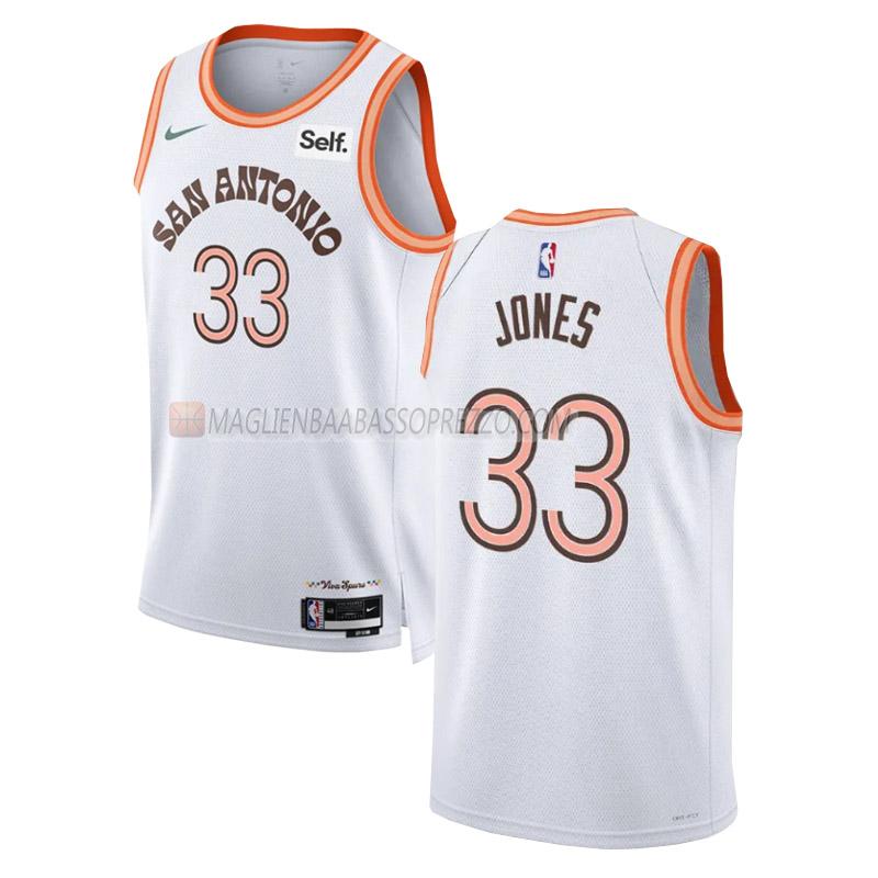 maglia tre jones san antonio spurs di 33 uomo city edition 2023-24 bianco