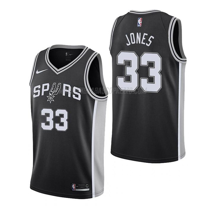 maglia tre jones san antonio spurs di 33 uomo icon edition 2023 nero