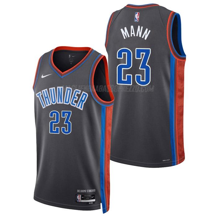 maglia tre mann oklahoma city thunder di 23 uomo city edition 2023 grigio