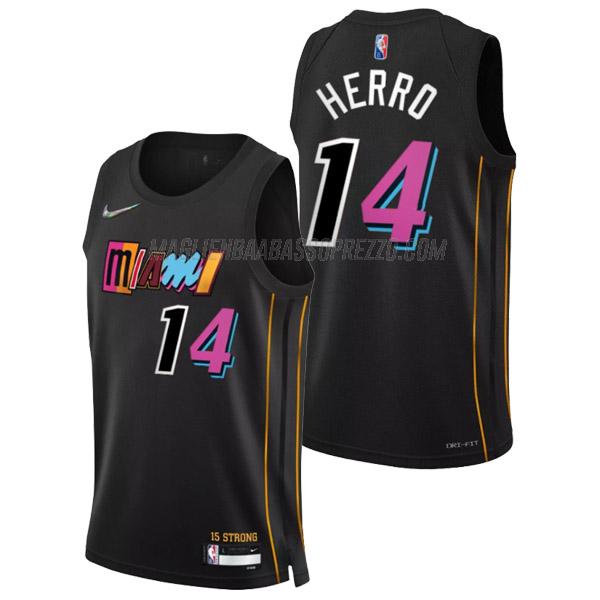 maglia tyler herro miami heat di 14 uomo city edition 2022 nero