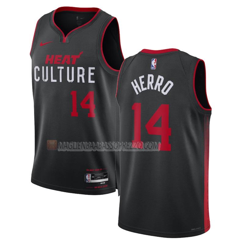 maglia tyler herro miami heat di 14 uomo city edition 2023-24 nero