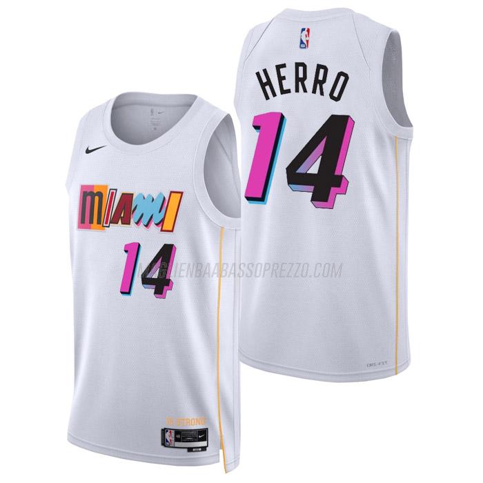 maglia tyler herro miami heat di 14 uomo city edition 2023 bianco