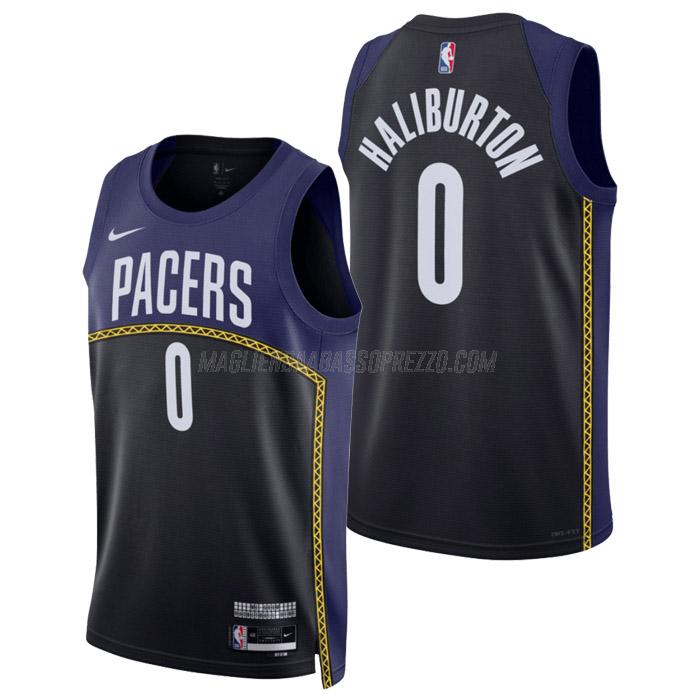 maglia tyrese haliburton indiana pacers di 0 uomo city edition 2023 nero