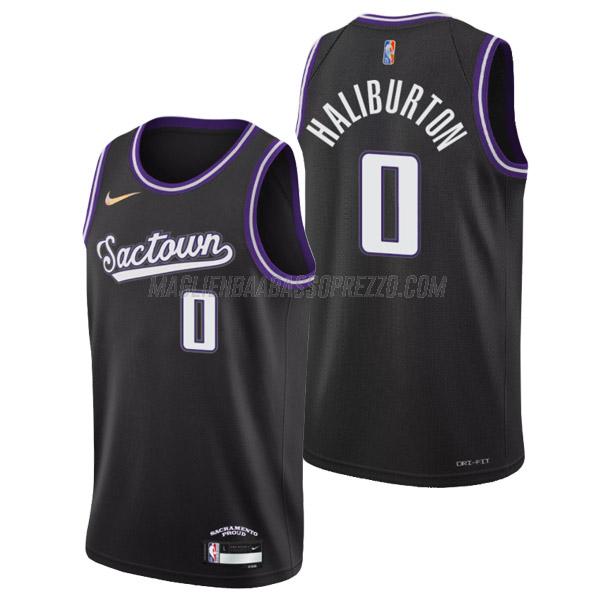 maglia tyrese haliburton sacramento kings di 0 uomo city edition 2022 nero