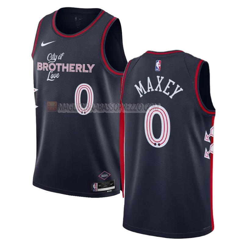 maglia tyrese maxey philadelphia 76ers di 0 uomo city edition 2023-24 blu navy