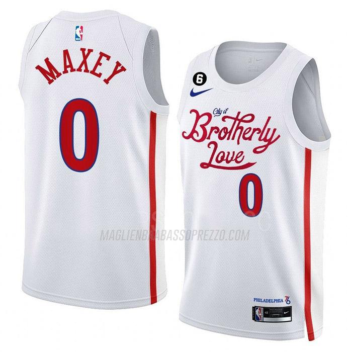 maglia tyrese maxey philadelphia 76ers di 0 uomo city edition 2023 bianco