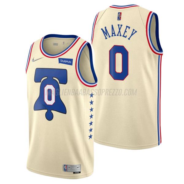 maglia tyrese maxey philadelphia 76ers di 0 uomo earned edition 2021 crema