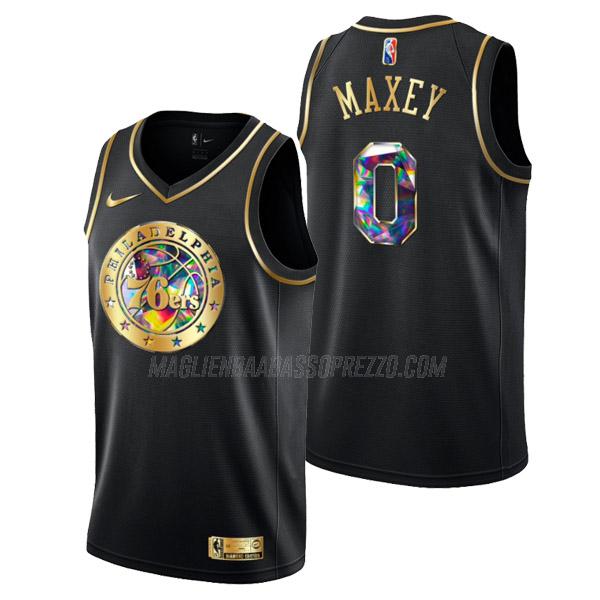 maglia tyrese maxey philadelphia 76ers di 0 uomo golden diamond edition 2022 nero