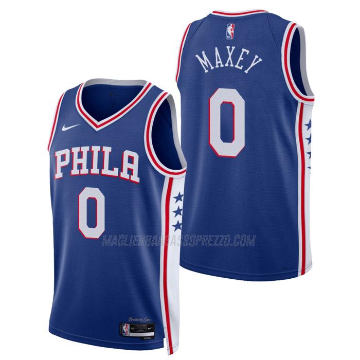 maglia tyrese maxey philadelphia 76ers di 0 uomo icon edition 2023 blu