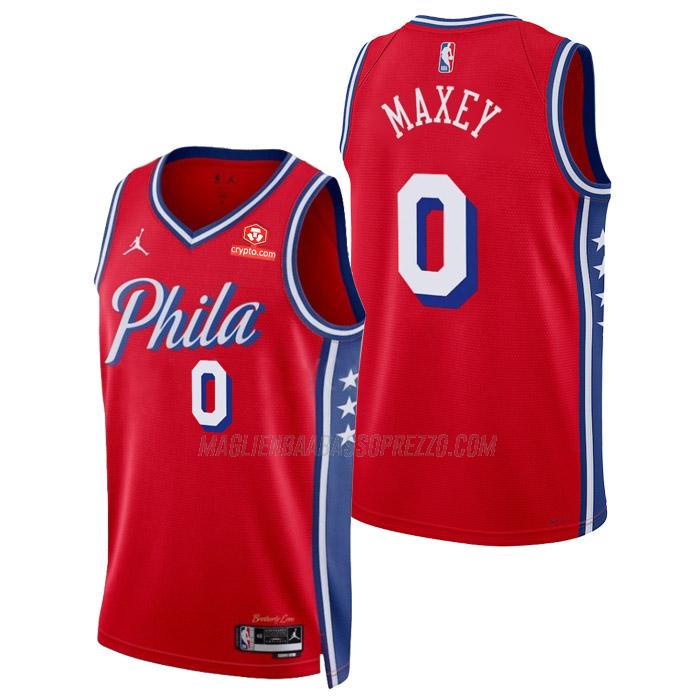 maglia tyrese maxey philadelphia 76ers di 0 uomo statement edition 2023 rosso